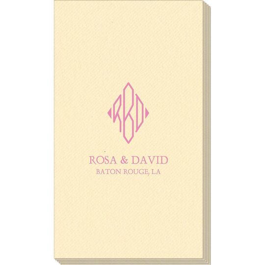 Shaped Diamond Monogram with Text Linen Like Guest Towels