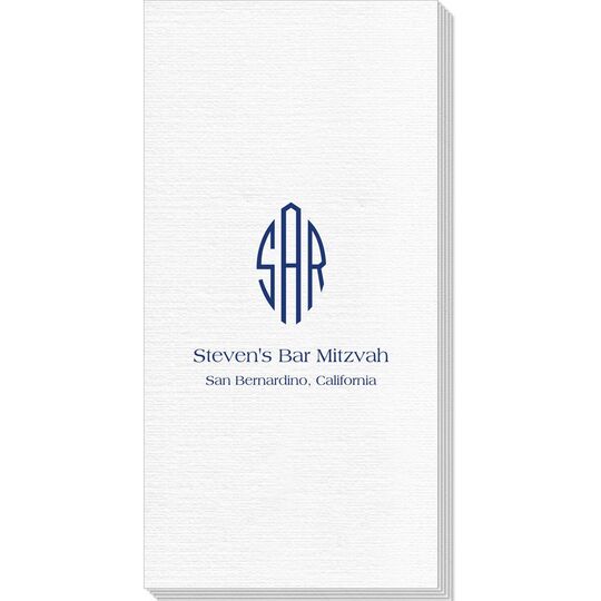 Shaped Oval Monogram with Text Deville Guest Towels