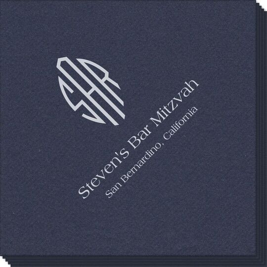 Shaped Oval Monogram with Text Linen Like Napkins