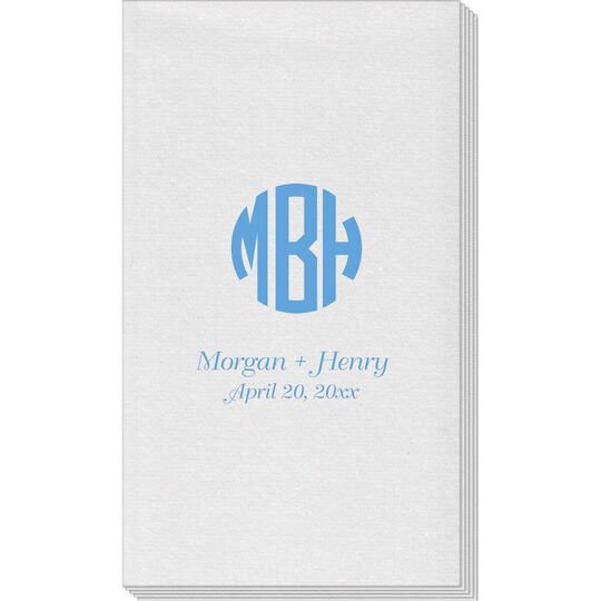 Rounded Monogram with Text Linen Like Guest Towels