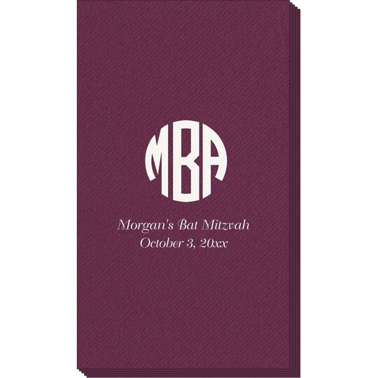 Rounded Monogram with Text Linen Like Guest Towels