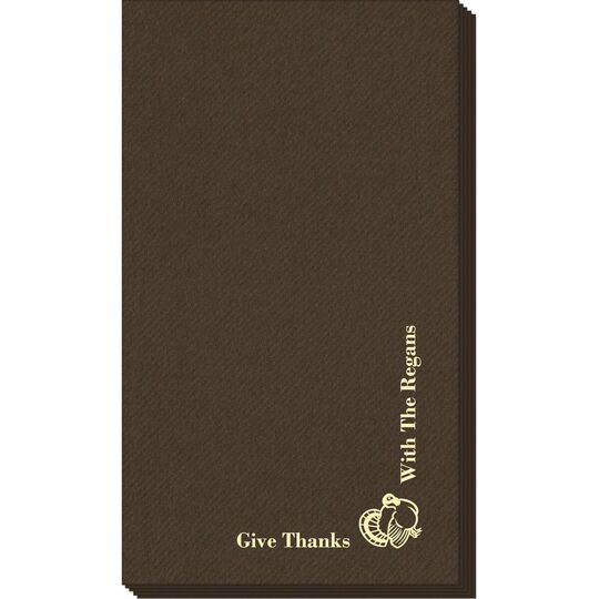 Corner Text with Turkey Design Linen Like Guest Towels