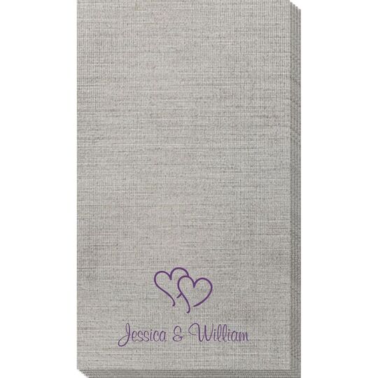 Modern Double Hearts Bamboo Luxe Guest Towels