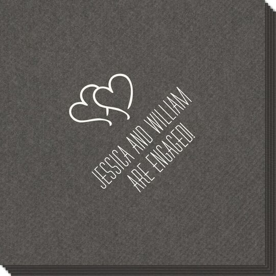 Modern Double Hearts Linen Like Napkins
