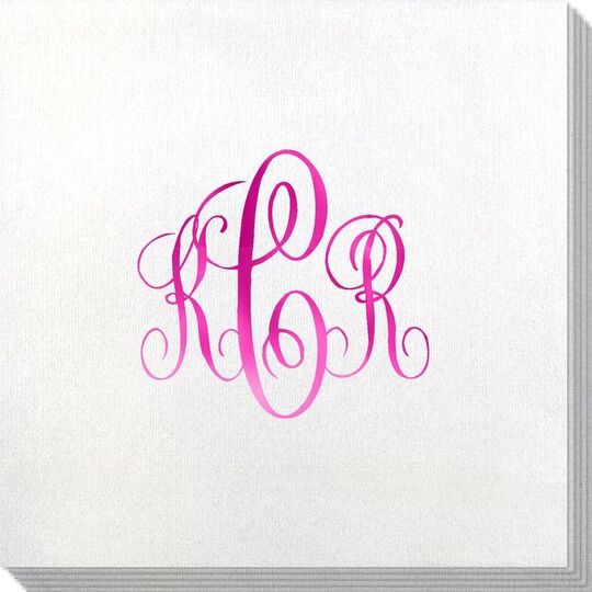 Interlocking Script Monogram with Small Initials Bamboo Luxe Napkins