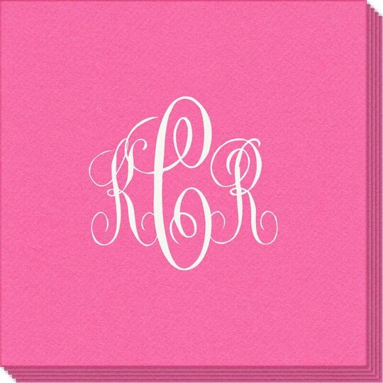 Interlocking Script Monogram with Small Initials Linen Like Napkins