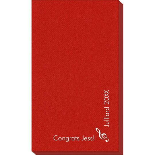 Corner Text with Treble Clef Design Linen Like Guest Towels