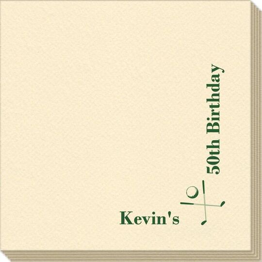 Corner Text with Golf Clubs Linen Like Napkins