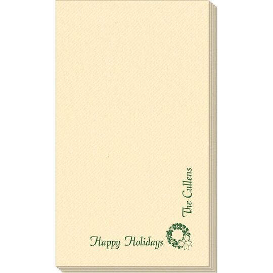 Corner Text with Traditional Wreath Design Linen Like Guest Towels