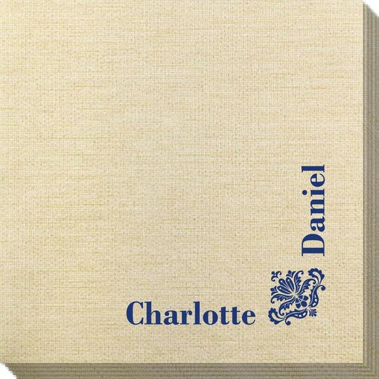 Corner Text with Ornate Scroll Bamboo Luxe Napkins