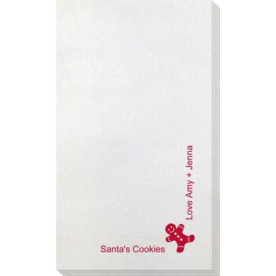 Corner Text with Gingerbread Man Design Bamboo Luxe Guest Towels