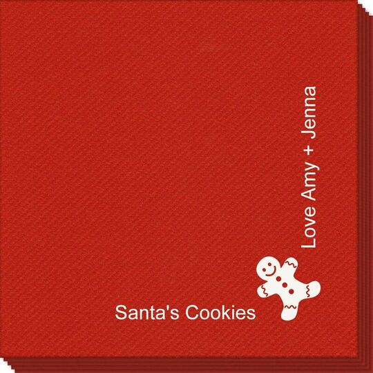 Corner Text with Gingerbread Man Design Linen Like Napkins