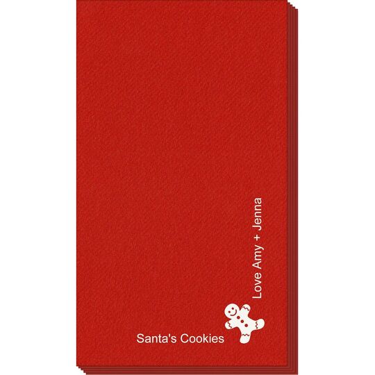 Corner Text with Gingerbread Man Design Linen Like Guest Towels