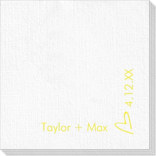 Corner Text with Mon Cherie Heart Design Deville Napkins