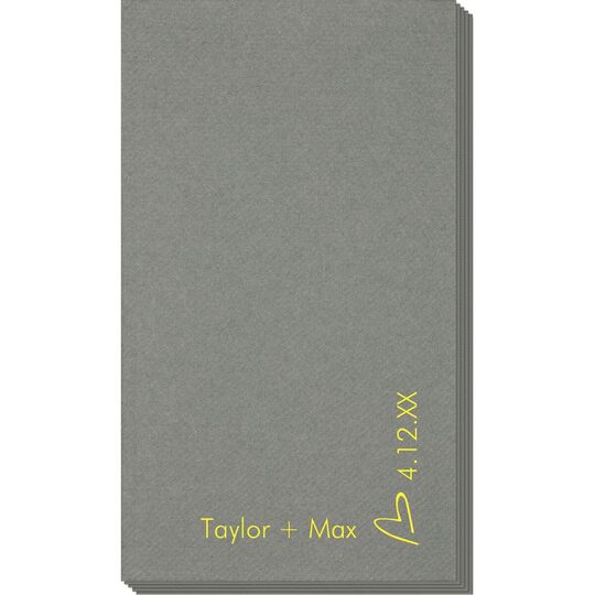 Corner Text with Mon Cherie Heart Design Linen Like Guest Towels