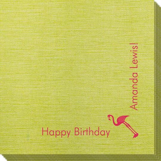Corner Text with Flamingo Design Bamboo Luxe Napkins