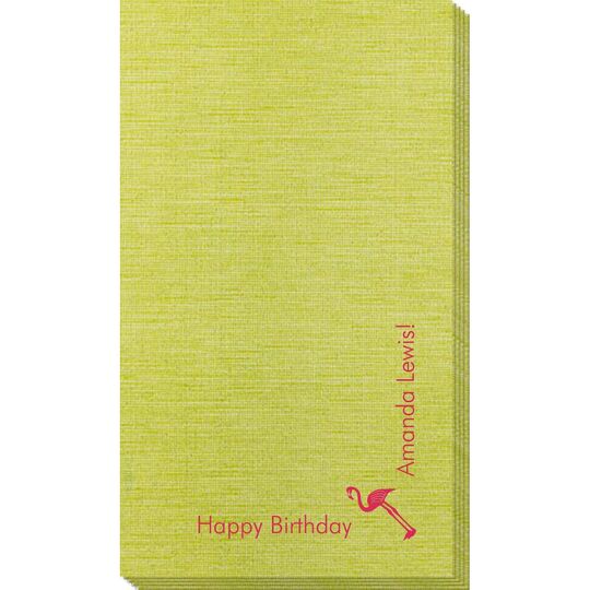 Corner Text with Flamingo Design Bamboo Luxe Guest Towels