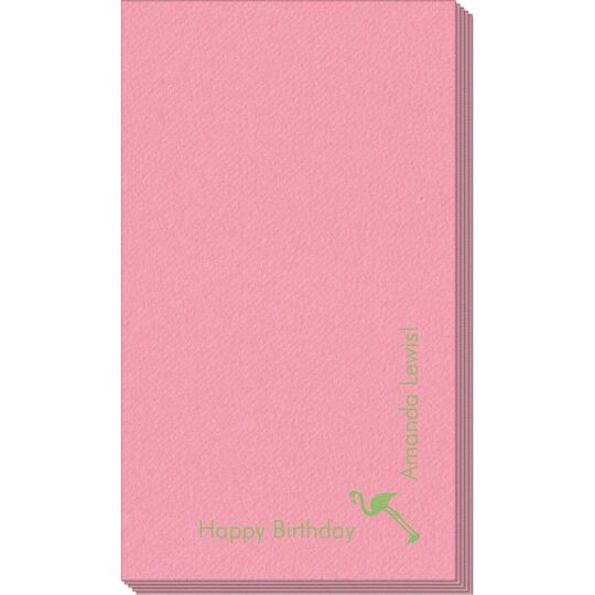 Corner Text with Flamingo Design Linen Like Guest Towels