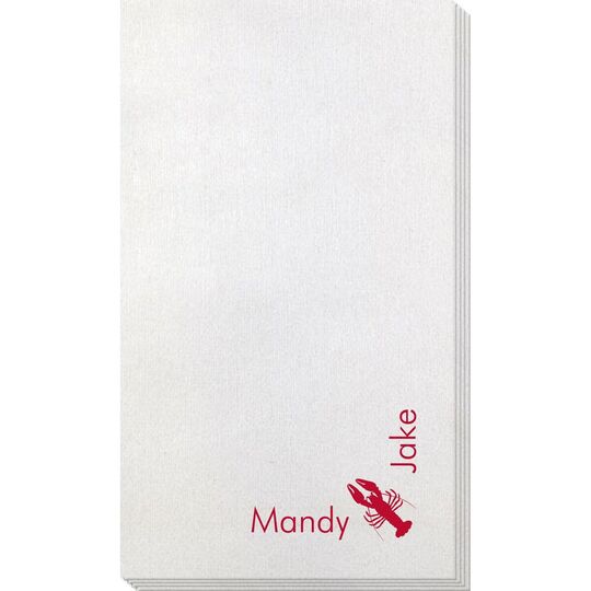 Corner Text with Maine Lobster Design Bamboo Luxe Guest Towels