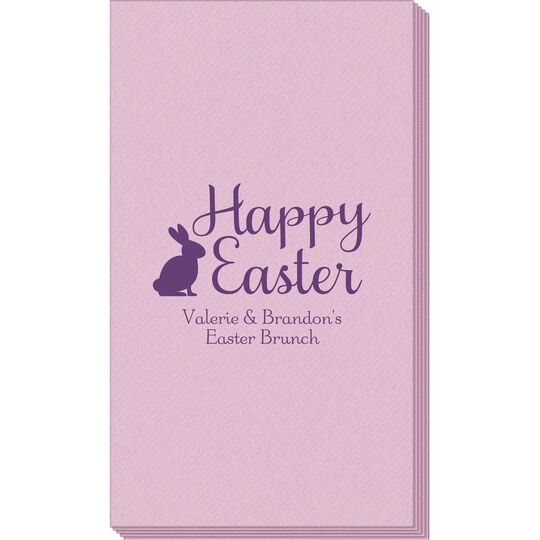 Script Happy Easter Bunny Linen Like Guest Towels