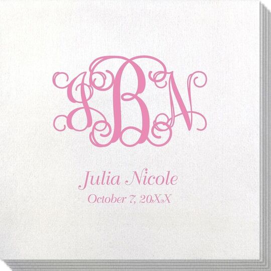 Vine Monogram with Text Bamboo Luxe Napkins