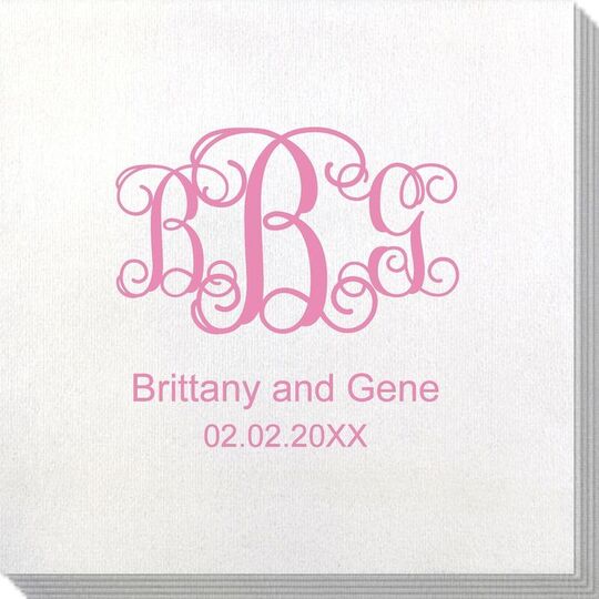 Vine Monogram with Text Bamboo Luxe Napkins