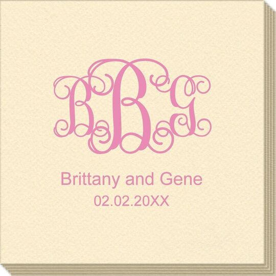 Vine Monogram with Text Linen Like Napkins