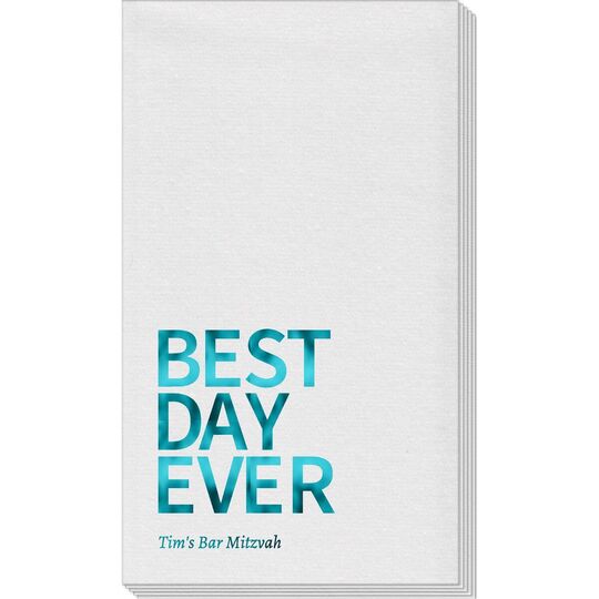Bold Best Day Ever Linen Like Guest Towels