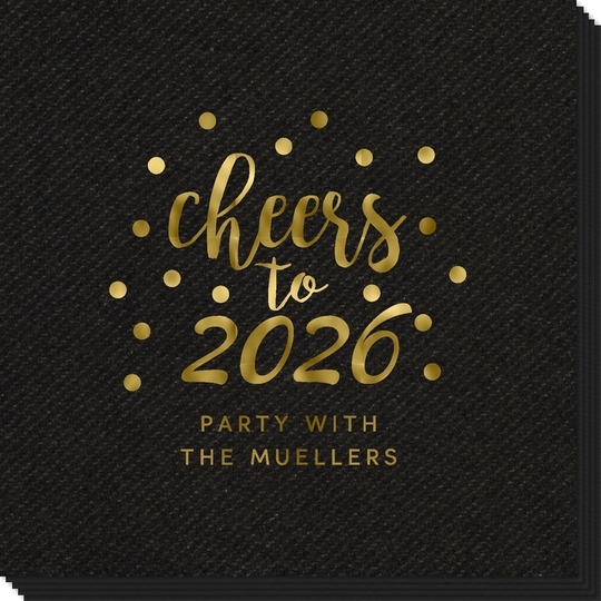 Confetti Dots Cheers to the New Year Linen Like Napkins