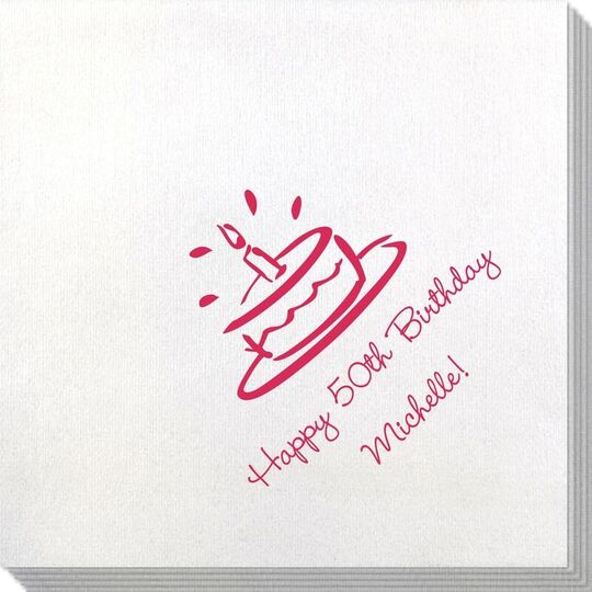 Modern Birthday Cake Bamboo Luxe Napkins