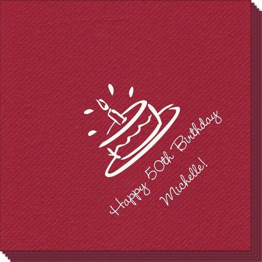 Modern Birthday Cake Linen Like Napkins