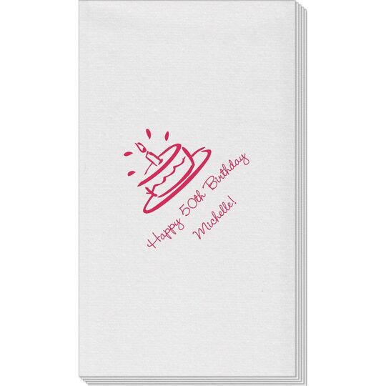 Modern Birthday Cake Linen Like Guest Towels