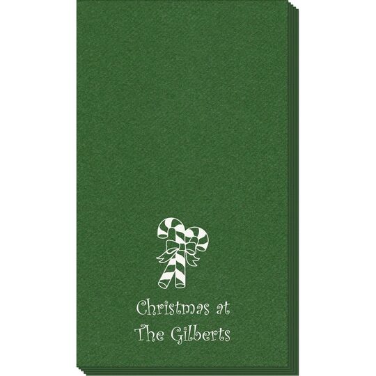 Candy Cane Linen Like Guest Towels