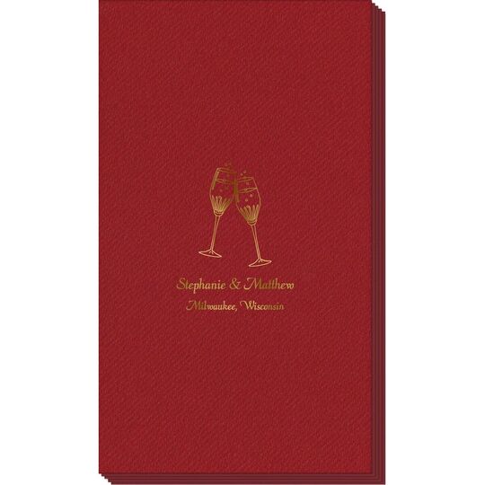 Champagne Crystal Toast Linen Like Guest Towels