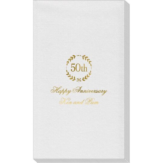 50th Wreath Linen Like Guest Towels