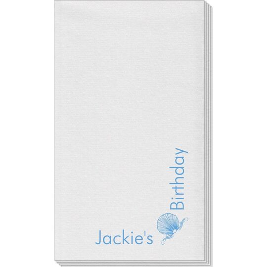 Corner Text with Shell Design Linen Like Guest Towels