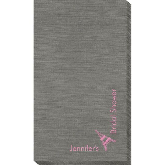 Corner Text with Eiffel Tower Design Bamboo Luxe Guest Towels