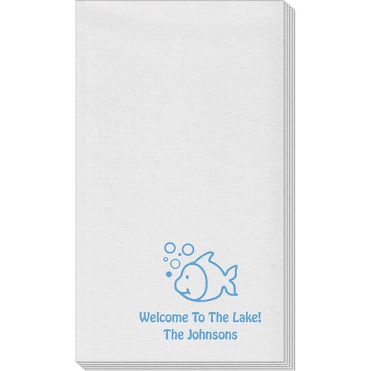 Happy Little Fish Linen Like Guest Towels