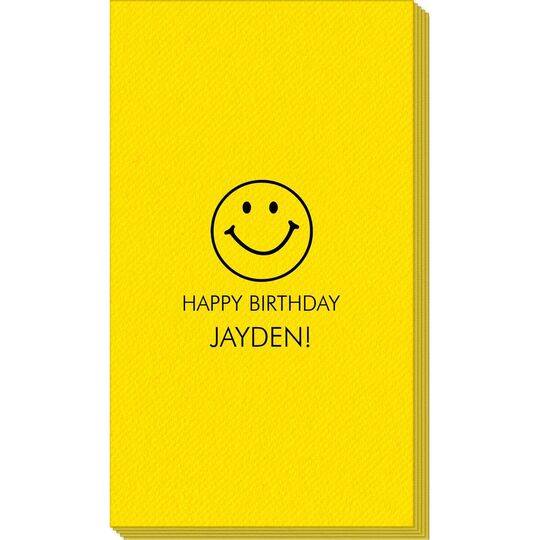 Smiley Face Linen Like Guest Towels