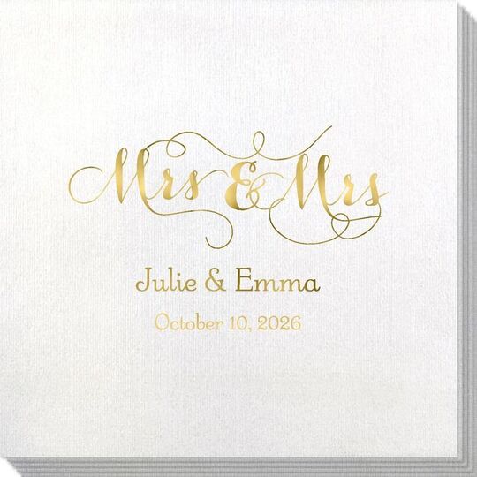 Scroll Mrs & Mrs Bamboo Luxe Napkins