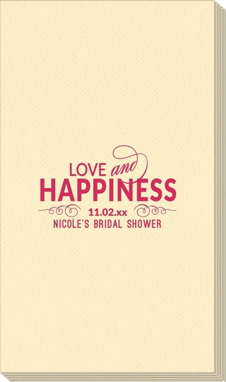 Love and Happiness Scroll Linen Like Guest Towels