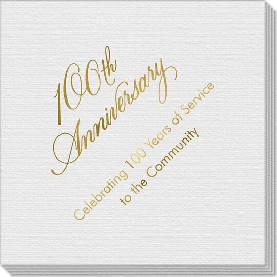 Elegant 100th Anniversary Linen Like Napkins