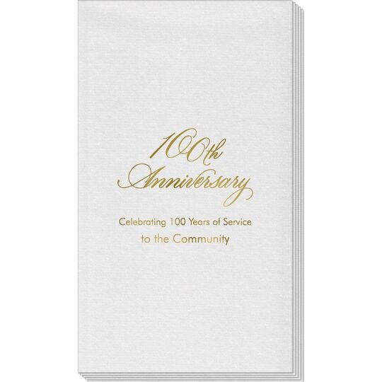 Elegant 100th Anniversary Linen Like Guest Towels