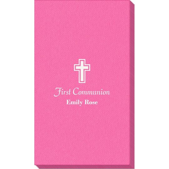 Outlined Cross Linen Like Guest Towels