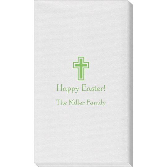 Outlined Cross Linen Like Guest Towels