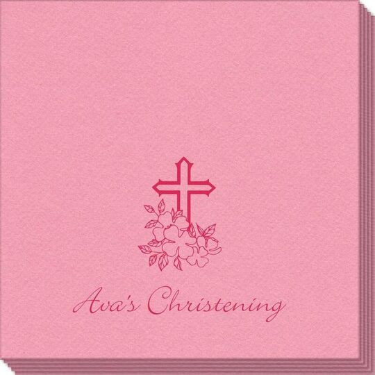 Floral Cross Linen Like Napkins