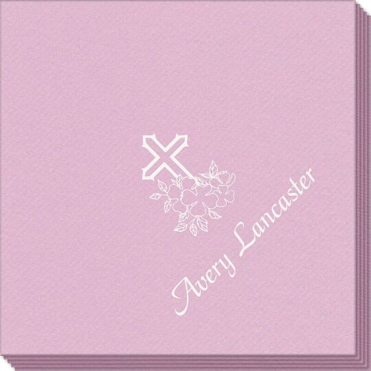 Floral Cross Linen Like Napkins