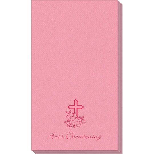 Floral Cross Linen Like Guest Towels