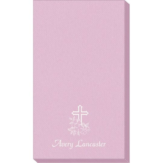 Floral Cross Linen Like Guest Towels