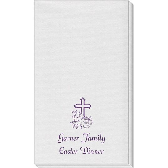 Floral Cross Linen Like Guest Towels